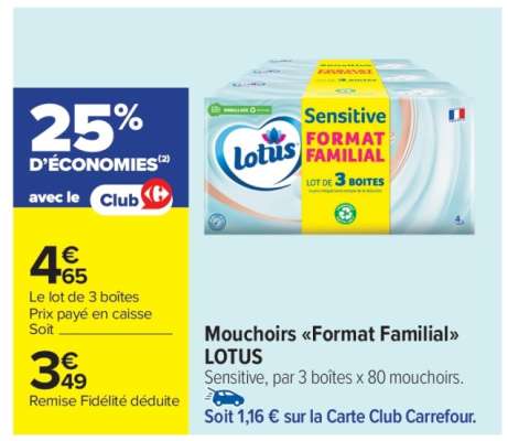 Mouchoirs «Format familial» LOTUS