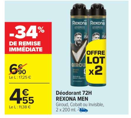 Déodorant 72H REXONA MEN