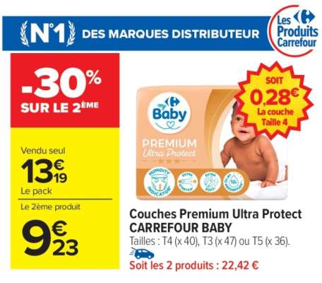 Couches Premium Ultra Protect CARREFOUR BABY