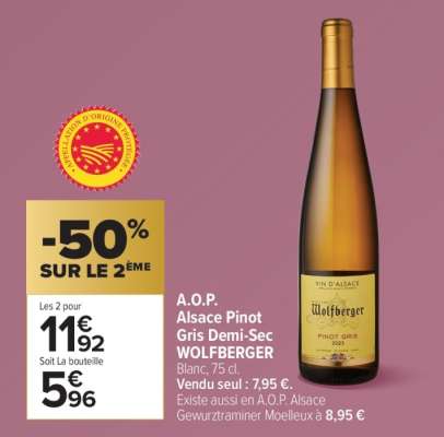 A.O.P. Alsace Pinot Gris Demi-Sec WOLFBERGER