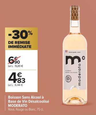 Boisson Sans Alcool à Base de Vin Désalcoolisé Moderato