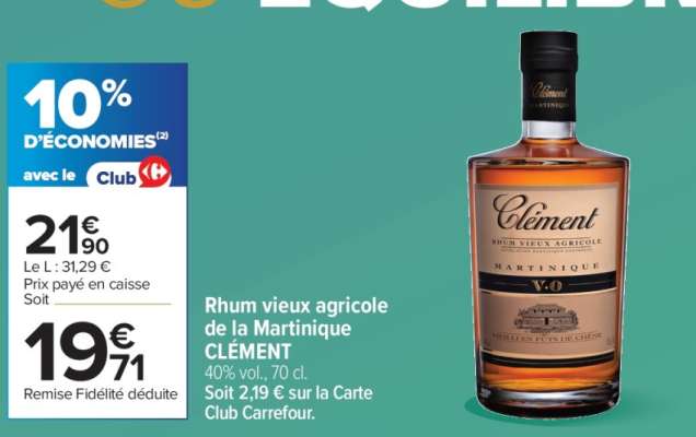 RHUM VIEUX AGRICOLE DE LA MARTINIQUE CLEMENT