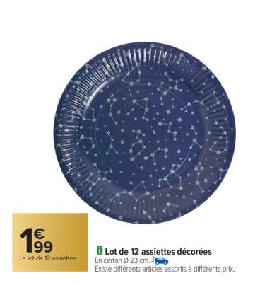 Lot de 12 assiettes décorées