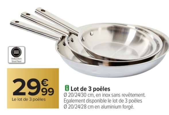 Lot de 3 poêles