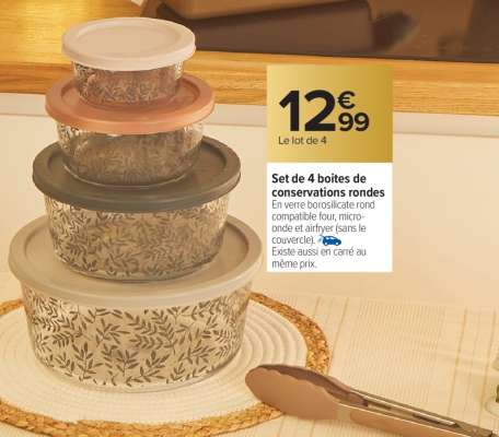 Set de 4 boîtes de conservations rondes