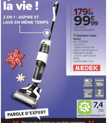 Aspirateur balai laveur