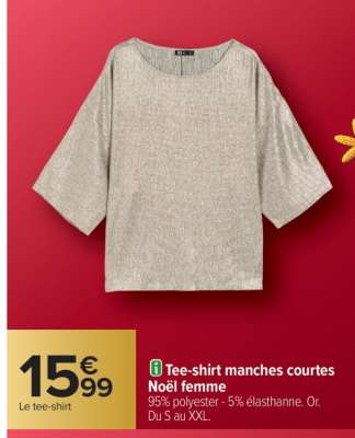 Tee-shirt manches courtes Noël femme
