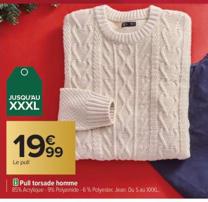 Pull torsade homme