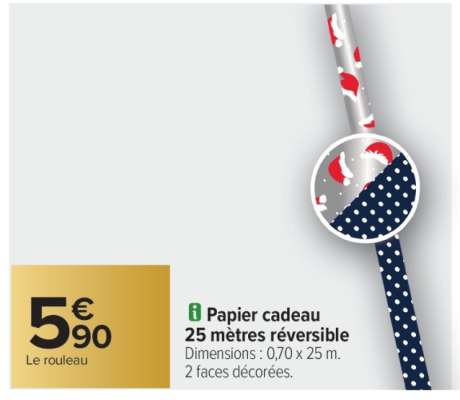 Papier cadeau 25 mètres réversible