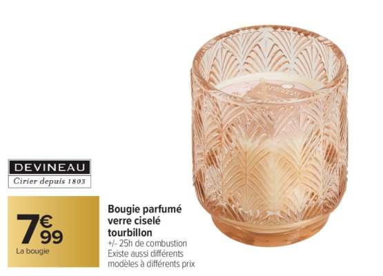 Bougie parfumée verre ciselé tourbillon