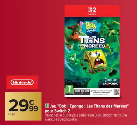 Jeu "Bob l'Eponge : Les Titans des Marées" pour Switch 2