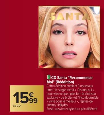 CD Santa "Recommence-Moi" (Réédition)