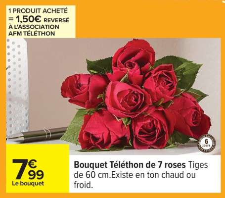 Bouquet Téléthon de 7 roses