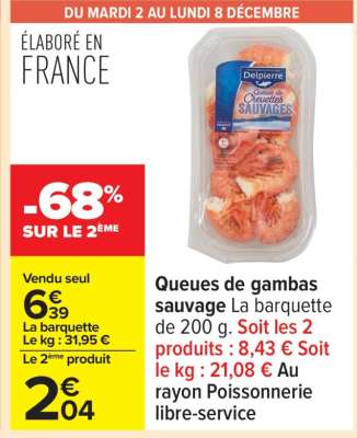 Queues de gambas sauvage