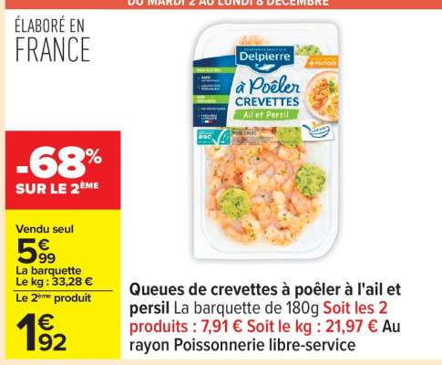 Queues de crevettes à poêler à l'ail et persil