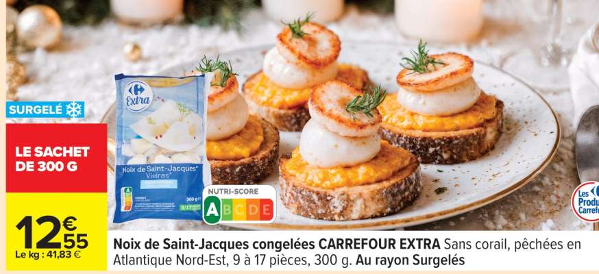 Noix de Saint-Jacques congelées CARREFOUR EXTRA