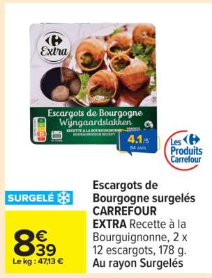 Escargots de Bourgogne surgelés CARREFOUR EXTRA
