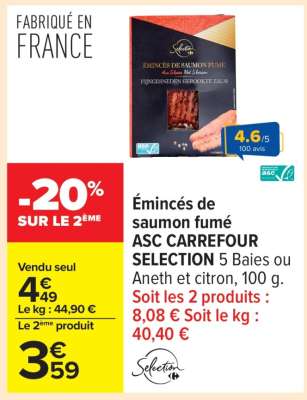 Émincés de saumon fumé ASC CARREFOUR SELECTION