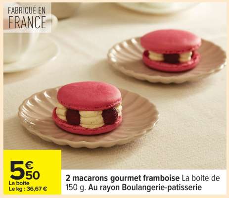 2 macarons gourmet framboise