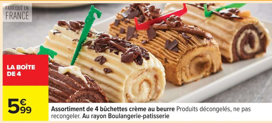 Assortiment de 4 bûchettes crème au beurre