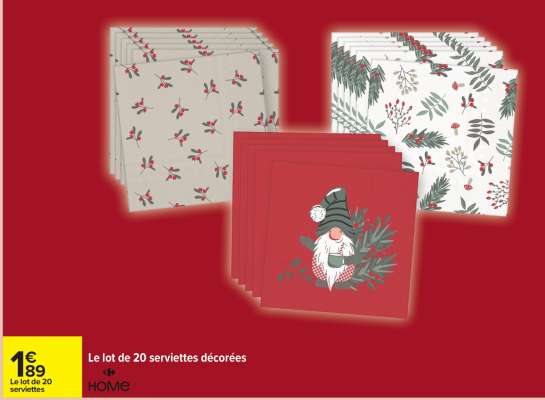 Le lot de 20 serviettes décorées