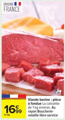 Viande bovine : pièce à fondue