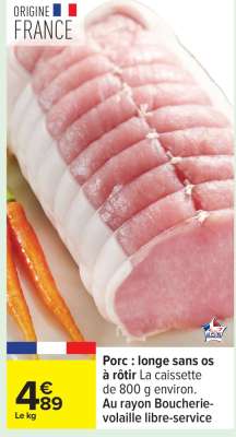 Porc : longe sans os à rôtir