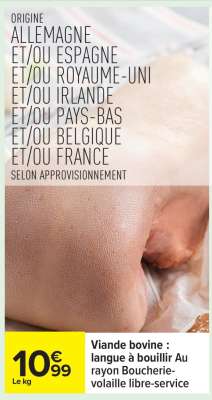 Viande bovine : langue à bouillir