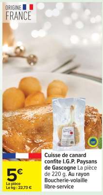 Cuisse de canard confite I.G.P. Paysans de Gascogne