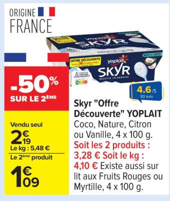 Skyr «Offre Découverte» YOPLAIT