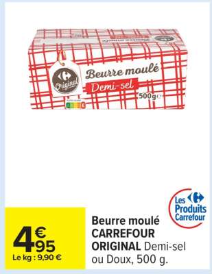Beurre moulé CARREFOUR ORIGINAL