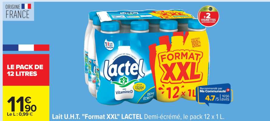 Lait U.H.T. "Format XXL" LACTEL