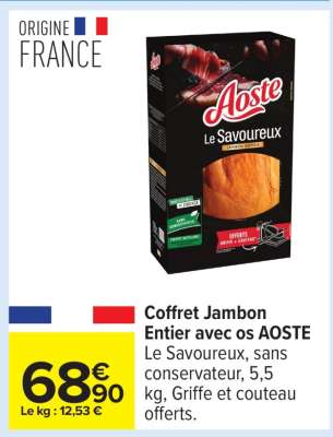 Coffret Jambon Entier avec os AOSTE