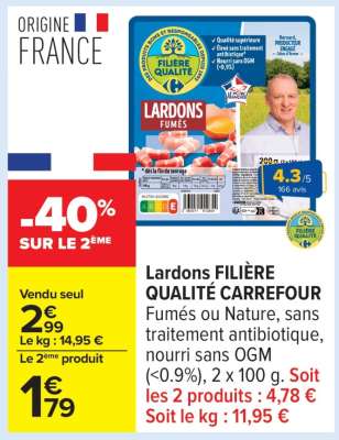 Lardons Filière Qualité Carrefour