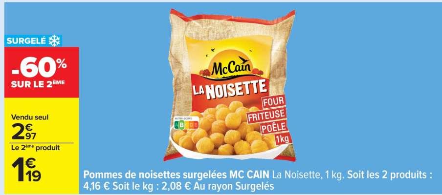 Pommes de noisettes surgelées MC CAIN