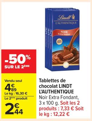Tablettes de chocolat 'Lindt L'Authentique'