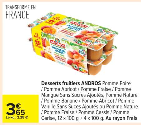 Desserts fruitiers ANDROS