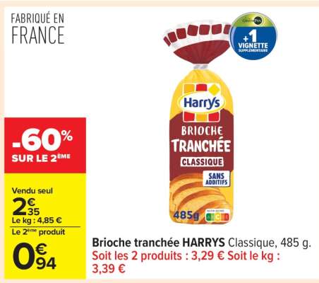 Brioche tranchée HARRYS Classique, 485 g