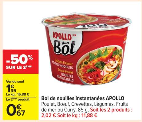 Bol de nouilles instantanées APOLLO