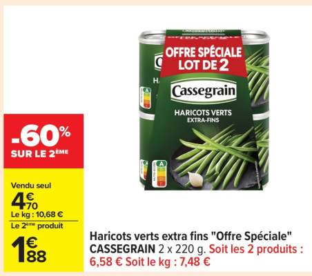 Haricots verts extra fins "Offre Spéciale" CASSEGRAIN