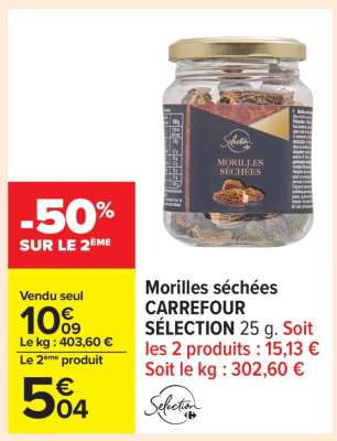 Morilles séchées CARREFOUR SÉLECTION 25 g