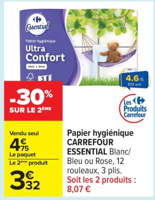 Papier hygiénique CARREFOUR ESSENTIAL
