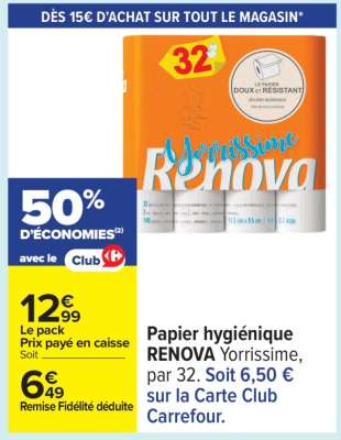 Papier hygiénique RENOVA Yorrissime