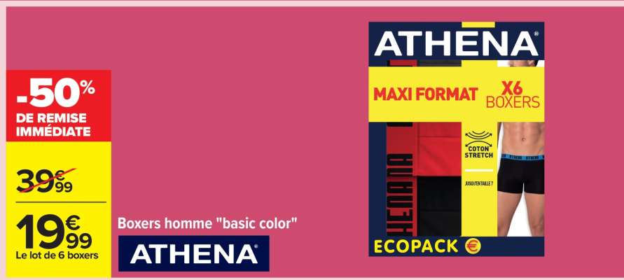 ATHENA Boxers homme "Basic color"