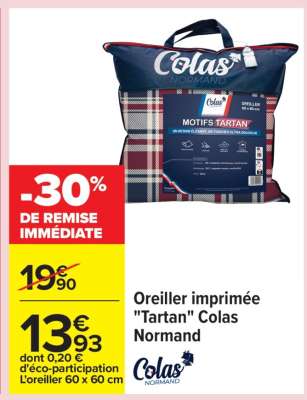Oreiller imprimée "Tartan" Colas Normand