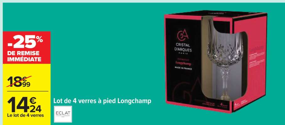 Lot de 4 verres à pied Longchamp