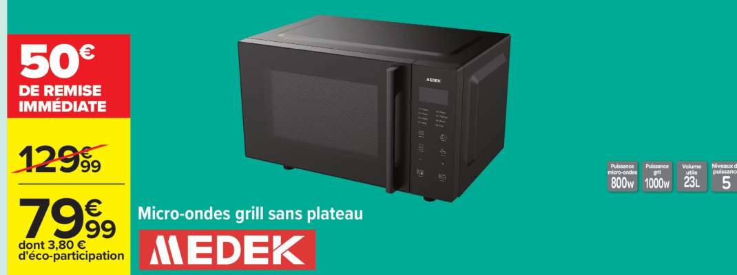 Micro-ondes grill sans plateau