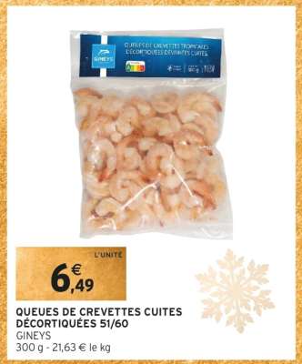 QUEUES DE CREVETTES CUITES DÉCORTIQUÉES 51/60