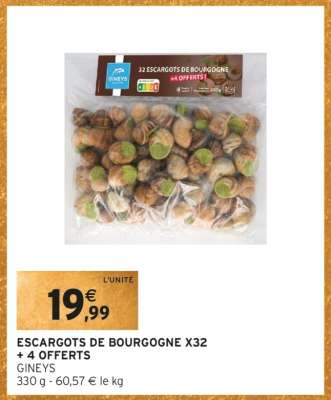 ESCARGOTS DE BOURGOGNE X32 + 4 OFFERTS