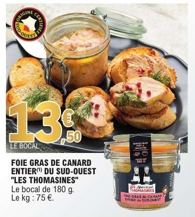 FOIE GRAS DE CANARD ENTIER DU SUD-OUEST 'LES THOMASINES'